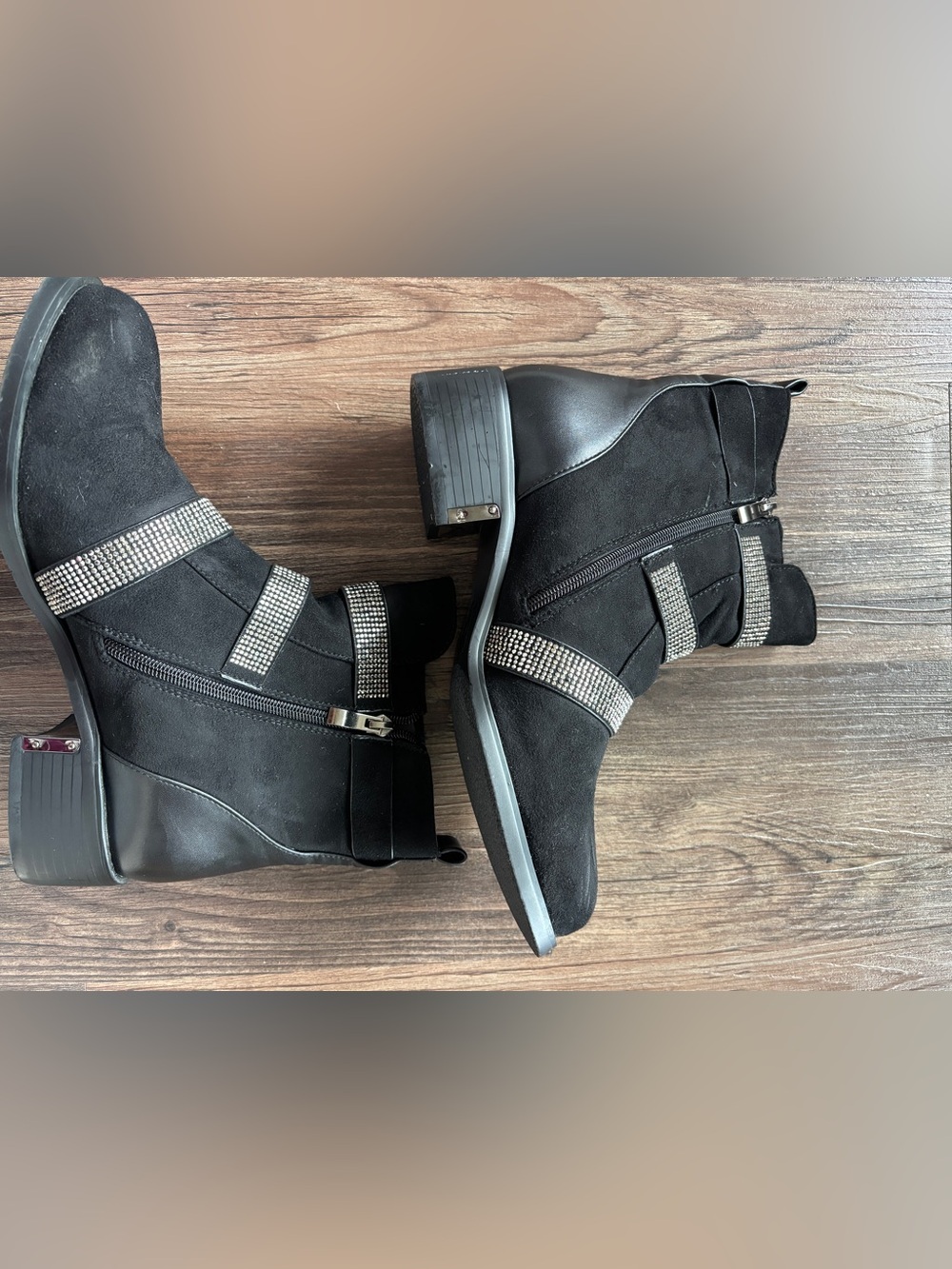 Embellished Black Ankle Booties for Women